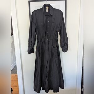 H&M black button down midi dress
